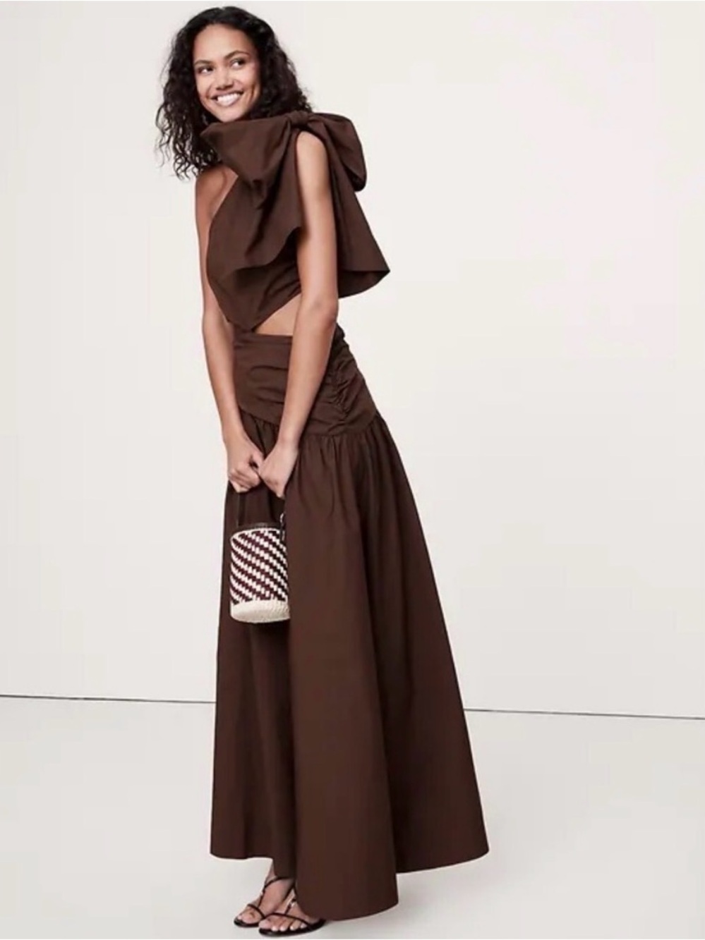 Banana Republic Brown Maxi Skirt with High-Waist Detail